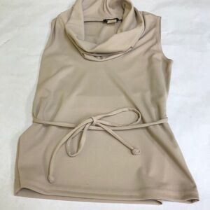 Girls Juniors Classic Nude cream Sleeveless Cowlneck Top small